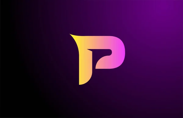 Púrpura Amarillo Gradiente Creativo Alfabeto Letra Logotipo Para Marca Negocio — Archivo Imágenes Vectoriales