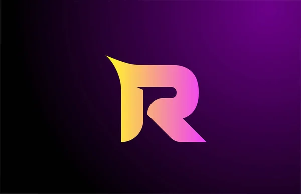 紫の黄色R創造的なグラデーションアルファベットの文字のロゴブランドやビジネスのためのロゴ アイコン企業アイデンティティのデザイン — ストックベクタ