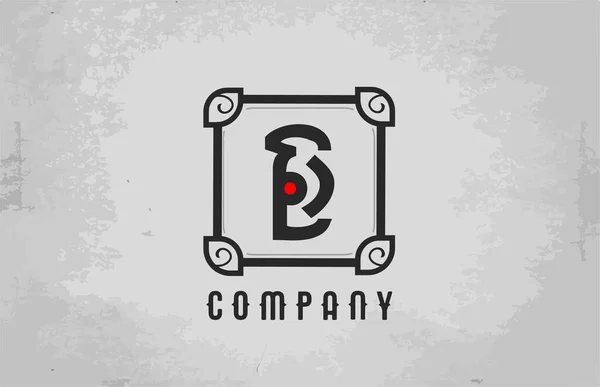 Preto Branco Alfabeto Vintage Letra Logotipo Ícone Para Empresa Negócios — Vetor de Stock