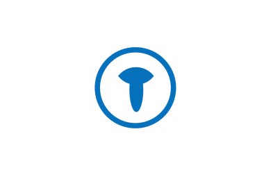 Mavi T alfabesi harfi logo simgesi. Şirket ve iş kimliği için çember tasarımı