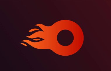 kırmızı alevler O alfabe harf simgesi iş ve şirket için. Şirket logosu için uygun.