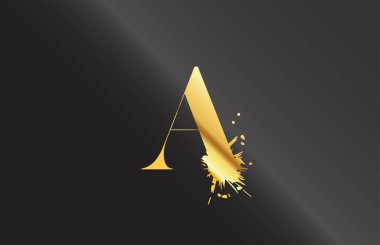 Altın alfabe harf simgesi logosu. Altın metal şablonlu şirket ve iş tasarımı. Klasik sıçrama biçimi