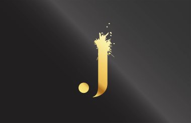 Şirket için J alfabesi harfi simgesini sıçratın. Grunge tasarımı şirket logosu için uygun