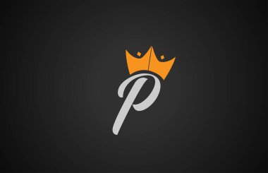 Markalaşma ve işletme için P harfli el yazısı alfabe logosu. King Crown 'ın harfleri ve kurumsal kimliği için tasarlandı. Profesyonel simge şablonu
