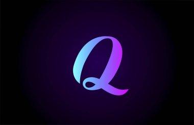 Markalaşma ve iş için pembe mavi Q harfi logosu. Harfler ve kurumlar için yaratıcı gradyan tasarımı 