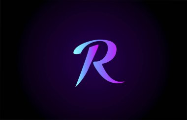 İşletme ve markalaşma için pembe mavi R harfi logosu. Harfler ve kurumlar için yaratıcı gradyan tasarımı 
