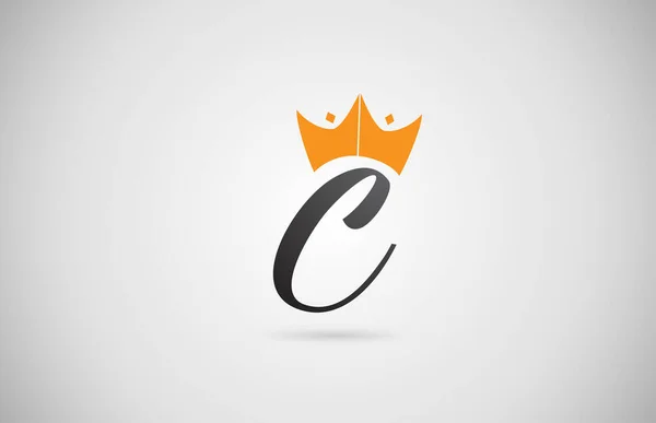 Handgeschriebenes Alphabet Buchstabe Logo Symbol Firmentypografie Mit Gelber Königskrone Königlicher — Stockvektor