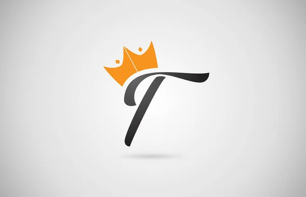 Handgeschriebenes Buchstabe Logo Symbol Firmentypografie Mit Gelber Königskrone Königlicher Stil — Stockvektor