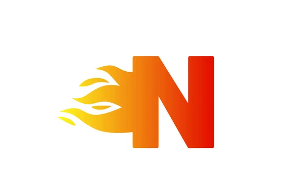 为企业使用N字母表图标 红色火焰设计适用于公司标志 — 图库矢量图片