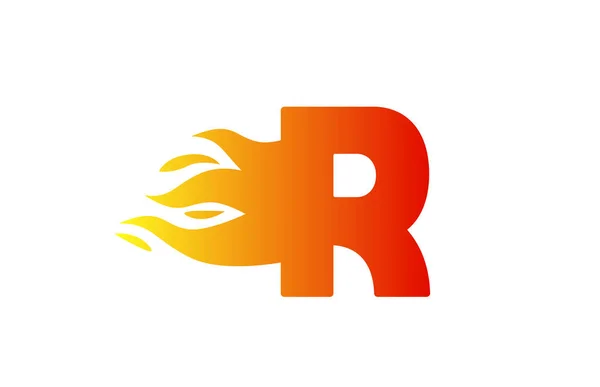 企業のためのRアルファベット文字のアイコンを発射 会社のロゴに適した赤い炎のデザイン — ストックベクタ
