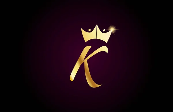 Gold King Crown Creative Handwritten Alphabet Letter Logo Branding Business — 스톡 벡터