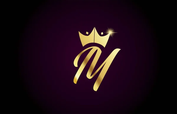 Złotego Króla Korony Twórcze Ręcznie Pisane Logo Litera Alfabetu Dla — Wektor stockowy