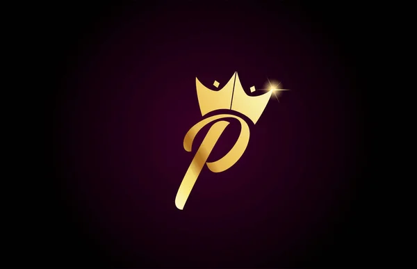 Oro Corona Creativo Alfabeto Manoscritto Lettera Logo Marchio Imprese Design — Vettoriale Stock