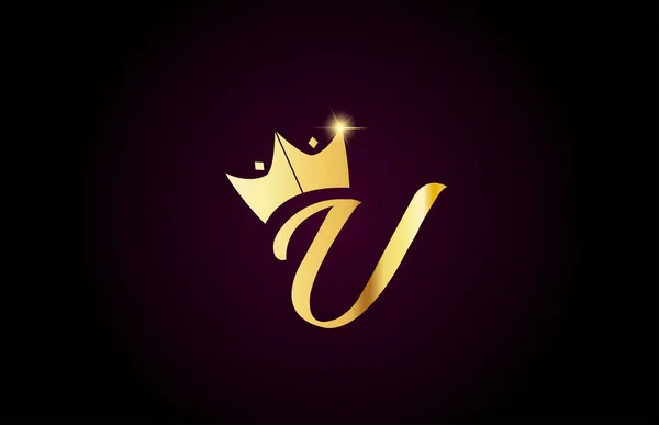 Zlatá Koruna Krále Kreativní Ručně Psané Abecední Písmeno Logo Pro — Stockový vektor