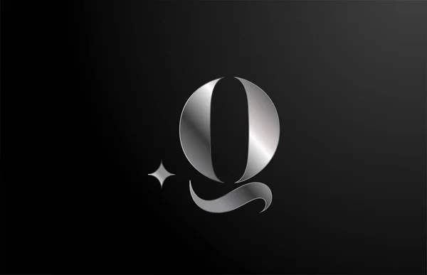 灰色金属Q创意字母标识的品牌和业务 星型模板字母和企业标识设计 — 图库矢量图片