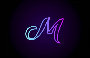 İş ve şirket için pembe mavi M hattı alfabe harfi logosu. Harfler ve kurumlar için yaratıcı şablon tasarımı 