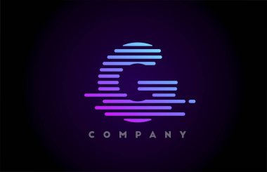 Şirket ve iş için mavi pembe gradyan çizgileri G alfabesi harfi logo simgesi. Vektör şablonu ve şirket için basit çizgi tasarımı