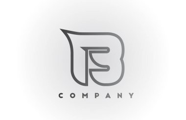 B çizgisi, beyaz arkaplanı olan gri eğimli alfabe harfi simgesi. Şirket ve şablon için iş yaratıcı tasarım