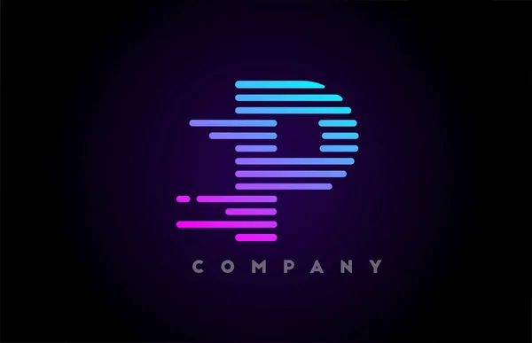 Şirket Için Mavi Pembe Gradyan Satırları Alfabe Harfi Logo Simgesi — Stok Vektör