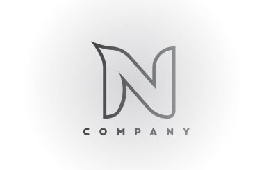 Beyaz arkaplan ile N çizgisi gri alfabe harf simgesi simgesi. Şirket ve şablon için iş yaratıcı tasarım