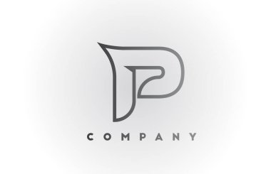 Beyaz arkaplan ile P çizgisi gri gradyan alfabe harfi simgesi. Şirket ve şablon için iş yaratıcı tasarım