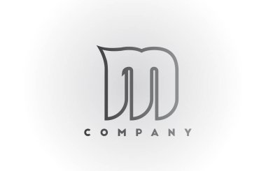 Beyaz arkaplan ile M çizgisi beyaz gradyan alfabe harf simgesi simgesi. Şirket ve şablon için iş yaratıcı tasarım