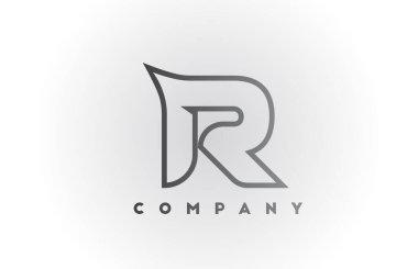 R çizgisi beyaz gradyan alfabe harf logosu simgesi beyaz arkaplan. Şirket ve şablon için iş yaratıcı tasarım