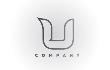 Beyaz arkaplan ile U çizgisi gri eğimli alfabe harfi simgesi simgesi. Şirket ve şablon için iş yaratıcı tasarım