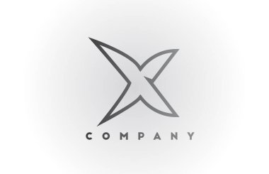 Beyaz arkaplanı olan X çizgisi, beyaz gradyan alfabe harfi simgesi. Şirket ve şablon için iş yaratıcı tasarım