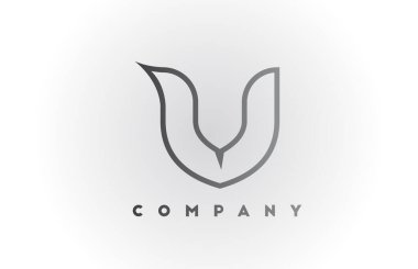 Beyaz arkaplan ile V çizgisi gri eğimli alfabe harfi simgesi simgesi. Şirket ve şablon için iş yaratıcı tasarım