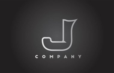 İş şablonu için J yaratıcı gri gradyan alfabe harfi logosu. Harfler ve kimlik için profesyonel simge tasarımı 