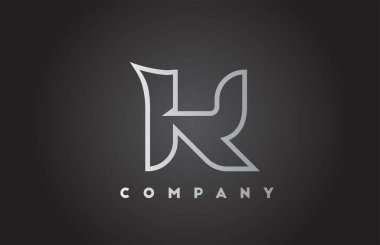 İş şablonu için K yaratıcı gri gradyan alfabe harfi logosu. Harfler ve kimlik için profesyonel simge tasarımı 