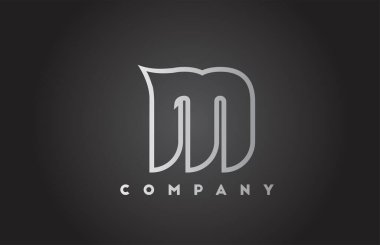 İş şablonu için M yaratıcı gri gradyan alfabe harfi logosu. Harfler ve kimlik için profesyonel simge tasarımı 
