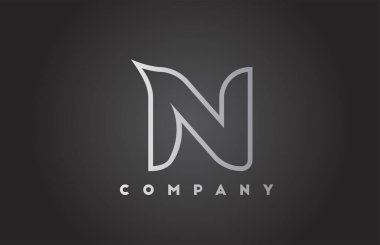 İş şablonu için N yaratıcı gri gradyan alfabe harfi logosu. Harfler ve kimlik için profesyonel simge tasarımı 