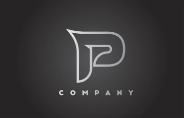 İş şablonu için P yaratıcı gri gradyan alfabe harfi logosu. Harfler ve kimlik için profesyonel simge tasarımı 