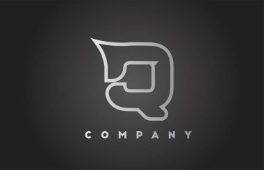 İş şablonu için Q yaratıcı gri gradyan alfabe harfi logosu. Harfler ve kimlik için profesyonel simge tasarımı 