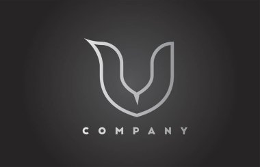 İş şablonu için V yaratıcı gri gradyan alfabe harfi logosu. Harfler ve kimlik için profesyonel simge tasarımı 