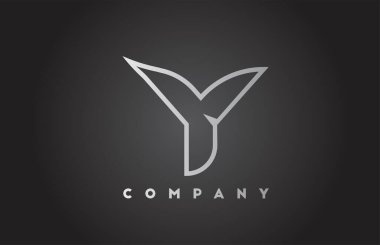 İş şablonu için Y yaratıcı gri eğimli alfabe harfi logosu. Harfler ve kimlik için profesyonel simge tasarımı 