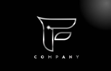 İş şablonu için F gri metalik harf logosu. Harfler ve kimlik için profesyonel metal simgesi tasarımı 