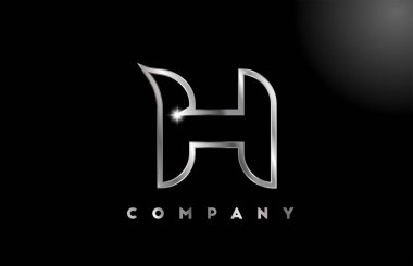 İş şablonu için H gri metalik harf logosu. Harfler ve kimlik için profesyonel metal simgesi tasarımı 