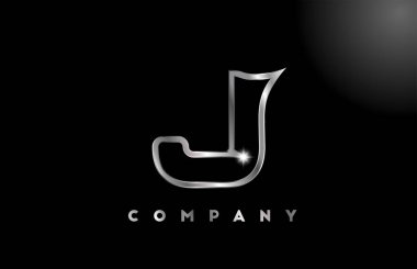 İş şablonu için J gri metalik alfabe harfi logosu. Harfler ve kimlik için profesyonel metal simgesi tasarımı 