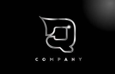 İş şablonu için Q gri metalik harf logosu. Harfler ve kimlik için profesyonel metal simgesi tasarımı 