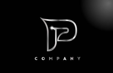 İş şablonu için P gri metalik harf logosu. Harfler ve kimlik için profesyonel metal simgesi tasarımı 