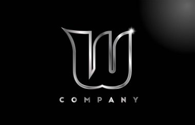 İş şablonu için W gri metalik harf logosu. Harfler ve kimlik için profesyonel metal simgesi tasarımı 