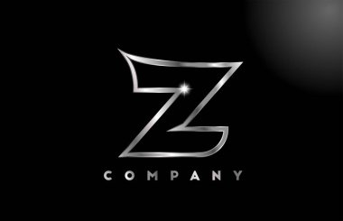 İş şablonu için Z gri metalik harf logosu. Harfler ve kimlik için profesyonel metal simgesi tasarımı 
