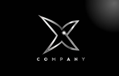 İş şablonu için X gri metalik harf logosu. Harfler ve kimlik için profesyonel metal simgesi tasarımı 