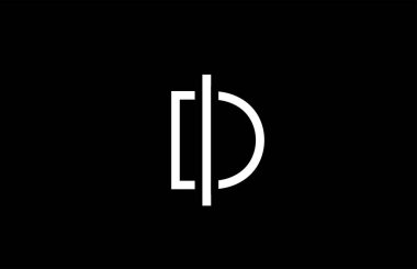 İş şablonu için D hattı alfabe harfi logosu. Harfler için basit yaratıcı simge tasarımı ve siyah beyaz kimlik