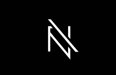 İş şablonu için N hattı alfabe harfi logosu. Harfler için basit yaratıcı simge tasarımı ve siyah beyaz kimlik