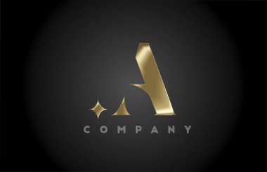 Altın metal alfabe harf simgesi logo şablonu. Altın metal tarzında şirket ve iş tasarımı