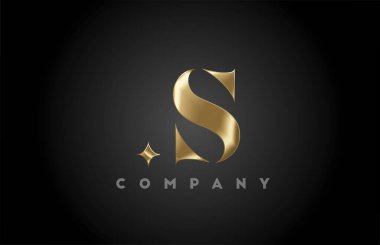 S altın metal alfabe harfi simge logo şablonu. Altın metal tarzında şirket ve iş tasarımı